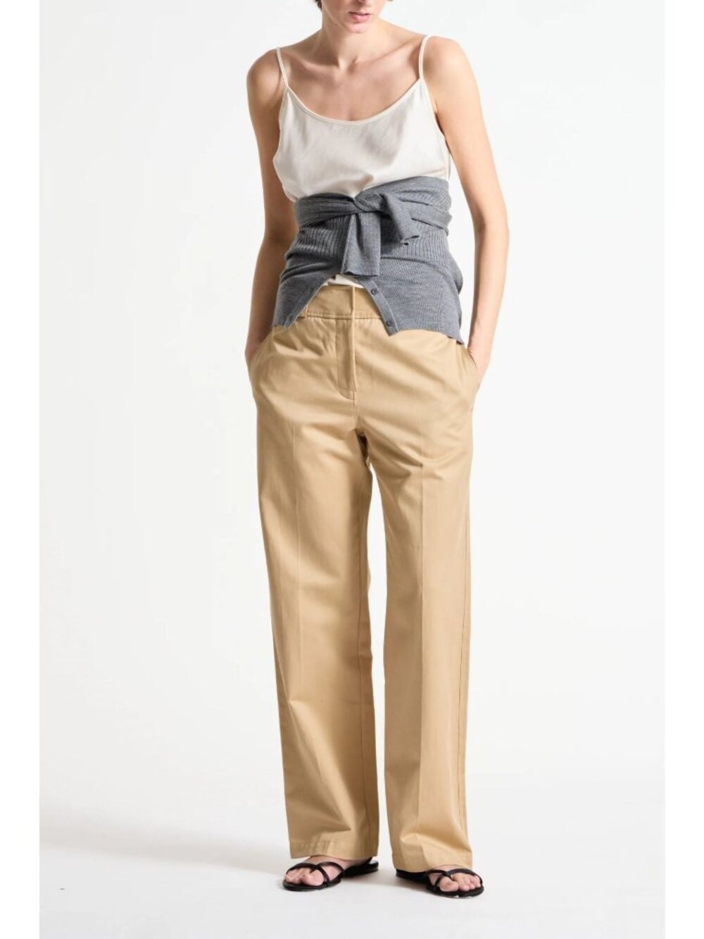 SAINT ART Nessa Mid Rise Straight Leg Pant Khaki Size Large NWT